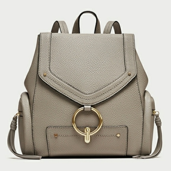 Zara Handbags - ZARA GRAY VEGAN FAUX LEATHER BACKPACK